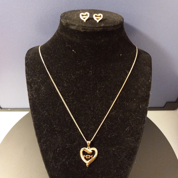 Necklace Set Mom and Heart Pendant Woman Gold Layered/Oro Laminado - Picture 2 of 12